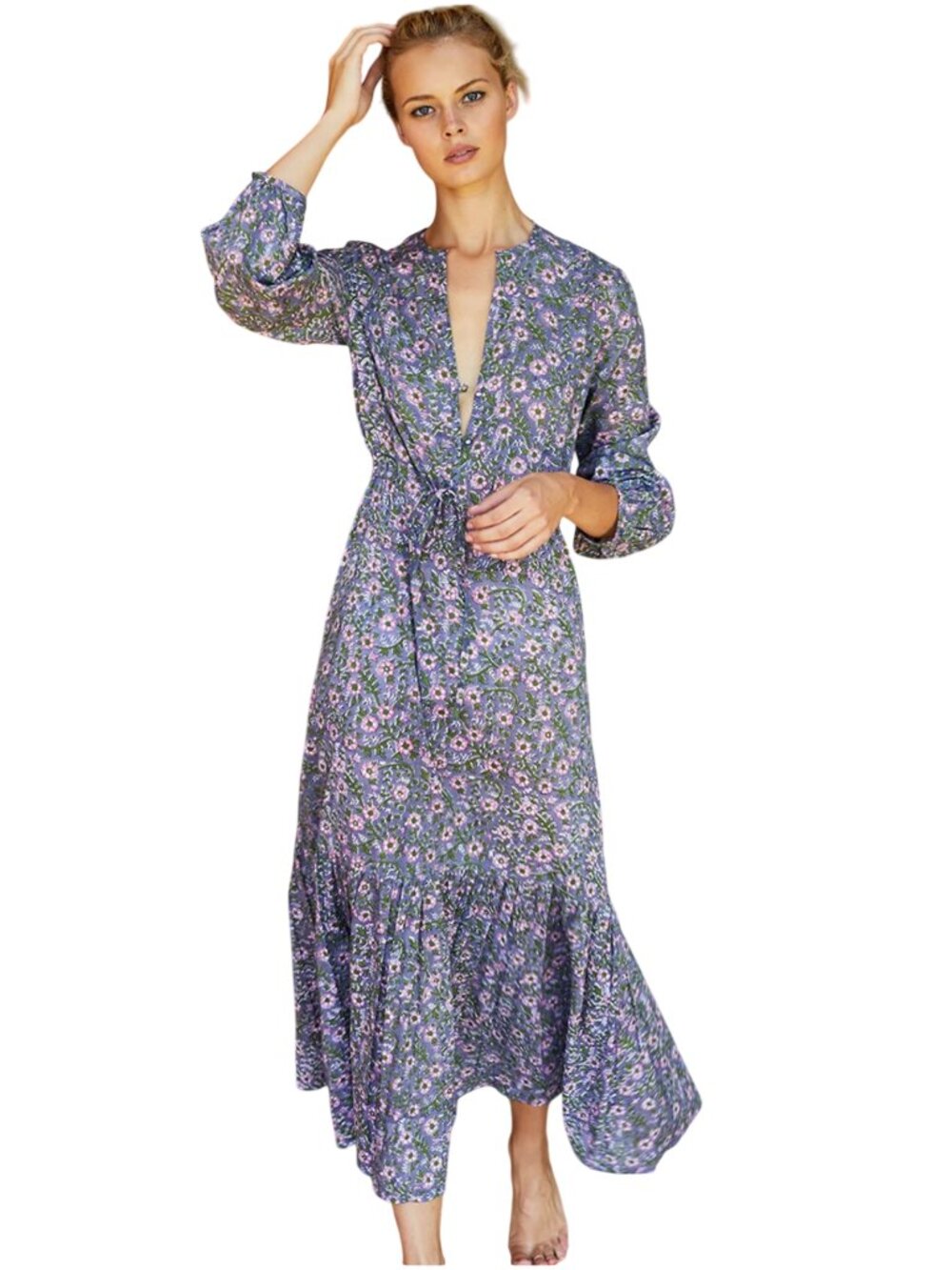 Emerson Fry India Collection Frances Dress Midnight Wildflower XS maxi floral
